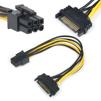 15pin SATA Maitinimo 6pin PCIe PCI-e PCI Express Adapterio Kabelis, skirtas Vaizdo Plokštę, 15-pin SATA Maitinimo Moterų, 6-pin PCIe Maitinimo Vyras