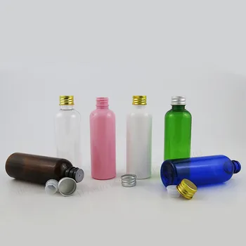 30 x 100ml aiškus mėlyna žalia balta gintaro rožinis pet butelis su aliuminio dangtelis su įdėkite 100cc kremo buteliuką,100ml