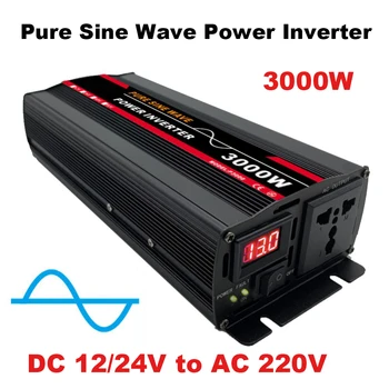 3000W Pure Sine Wave Power Inverter DC 12v 24v AC 220V Saulės Skydelio/Home/Lauko/RV/Kempingas Wave Power Inverter