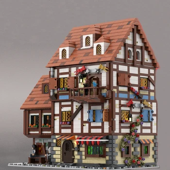 4801 Vienetų Ss Kūrimo Ekspertas Europos Viduramžių Pilis Modelis Modulinės Viduramžių Prancūzijos Namas Blokinis Modelio Rinkinys, Gimtadienio Dovana Žaislas
