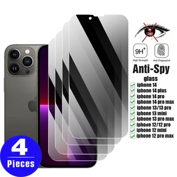 4Pcs Grūdintas stiklas iphone 14 ir 13 pro 12 mini 11 SE 2022 8 7 X XS Max XR 6 6S Anti-Spy Stiklo telefono screen protector filmas