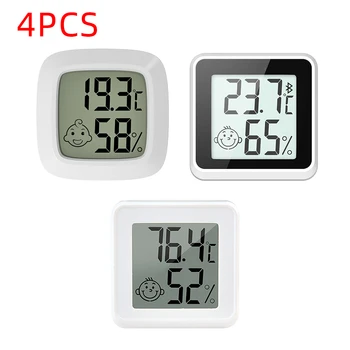 4Pcs Mini LCD Skaitmeninis Termometras su Drėgmėmačiu Kambario Temperatūros Jutiklis Drėgmės Matuoklis Patalpų Drėgmės Matuoklis Oro Stotis