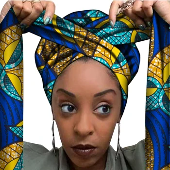 Afrikos Spausdinti Satino Variklio Dangčio Su Ilgu Kaspinu Wrap Dvigubo Sluoksnio Galvos Wrap Ankara Modelis Moterų Plaukų Apimti Didelio Dydžio Plaukų Wrap Bžūp
