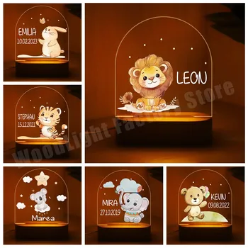 Asmeninį Safari Kūdikiai Naktį Lempos Užsakymą Kūdikio Gimimo Gyvūnų Lempą su Šiltu/RGB Apšvietimas, Vaikų, Miegamojo, Stalo Dekoras 25 Stilius