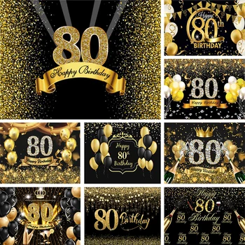 Black Gold 80 Fone Moterų, Vyrų 80 Laimingas Gimtadienio Dekoracijas Šampano Balionas Fotografijos Fono Nuotrauką Reklama
