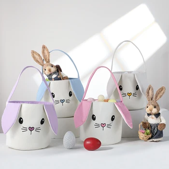 Bunny Easter Krepšelio skirti Kūdikiams, Vaikams, Berniukams, Mergaitėms, Minkštas Pliušinis Tuščias Velykų Kibirą Velykų Kiaušinių Medžioklė Šalies Naudai, Papuošalai, Rankinės