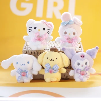 Hello Kitty 13Cm Sanrio Keychain Kuromi Pom Purin Kawaii Pakabukas Pliušinis Žaislas Mielas Įdaryti Animacinių filmų Cinnamoroll Dovana Melodija Vaikams