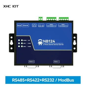 Izoliuoti 2-Channel Serijos Serverio XHCIOT NB124 RS232/422/485 RJ45 Modbus Gateway TCP/UDP/MQTT Komandų Build-in Kontrolierius