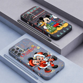 Kalėdų Anime Mickey Samsung Galaxy A73 A54 A34 A53 A33 A52 A22 A32 A71 A51 A21S 4G 5G Skysčio Kairėje Virvę, Telefono dėklas Fundas