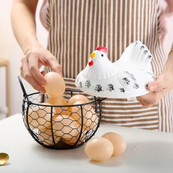 Kiaušinių Laikymo Krepšelis Geležies Užkandis Konteinerių Keramikos Vištų Kiaušinių Dekoro Organizatorius Kūrybos Kiaušinių Atveju Savininkui ir Virtuvės Puošmena Krepšelio