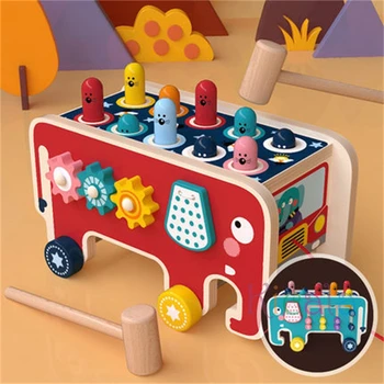 Kulti Molinių Žaidimas Žaislas Łomotanie Plaktukas Žaislai, Spalvos, Formos Pažinimo Montessori Veiklos, Žaislų Vaikams Dramblys Plaka Sterblines Žiurkes