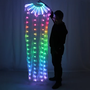 LED Spalvotas Pilvo Šokio Šilko Ventiliatorius Šydas Etapo Rezultatus Priedai Prop Šviesos Pilvo šokio LED Ventiliatoriai Blizga Vaivorykštės