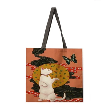 Mados krepšys, pirkinių krepšys Japonų stiliaus Ukiyo-e spausdinimo rankinės Ponios atsitiktinis rankinės Ponios pečių maišą Lauko paplūdimio rankinė