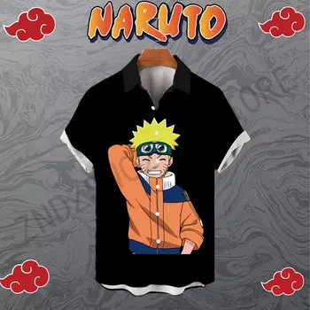 Marškinėliai Vyrams Naruto Pajūrio Kelionę Marškinėliai vyriški Anime Drabužių, Negabaritinių 5XL Kietas Streetwear Mados Y2k trumpomis Rankovėmis Beach Stilius