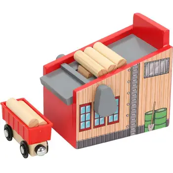 Mediniai Tašai Kieme Trinkelės Automobilinio Rinkinio Modelį, Vaikai Žaislas Traukinio Bėgių Scenos Reikmenys