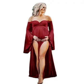 Motinystės Seksualus Fotografija Suknelė Maxi Šaudyti Suknelės Off Shoulderless Gale Nėštumo Suknelė Nėščioms Moterims Foto Prop Drabužiai