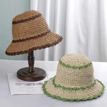 Naujas Kratinys kepurės skėtį nuo saulės skrybėlę Moterų vasaros skrybėlę Moterų bžūp Šiaudų skrybėlę Golfo bžūp saulės, kepuraitės, vyriški panamos skrybėlė vasaros skrybėlės, Kepurės mergina