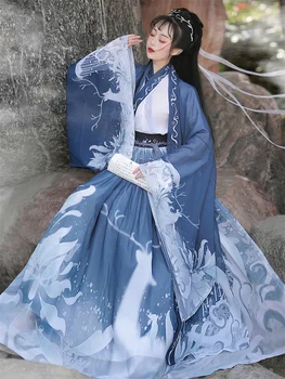 Originalus Hanfu 3Pcs Senovės Kinų Kostiumas Moterims Drabužių, Tradicinių Hanfu Šokio Kostiumai Liaudies Pasakų Suknelė Baigimo