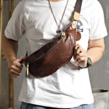 Originalus rankų darbo odos krūtinės maišą daržovių raugintos, minkštos odos vyriški diržo maišelis paprastas atsitiktinis vyrų ir moterų, didelės talpos