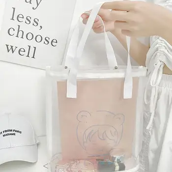 Paprasta Vasaros Nailono Skaidri Vientisa Spalva Didelis Korėjos Stiliaus Krepšys Moterų Rankinės Makiažas Maišelį Saugojimo Krepšys