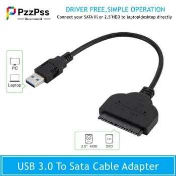 PzzPss USB SATA 3 Kabelis Sata Į USB 3.0 Adapteris, IKI 6 Gb / s Paramos 2.5 Colio Išorinis SSD HDD Kietąjį Diską 22 Pin Sata III A25 2.0