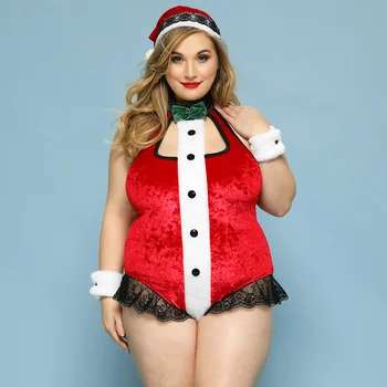 Sexy Kalėdos Apatinis Trikotažas Moterims, Bodysuit Plus Size Apatinis Trikotažas Cosplay Apynasrio Erotika Catsuit Kostiumai Seksualus Teddies Clubwear Komplektai