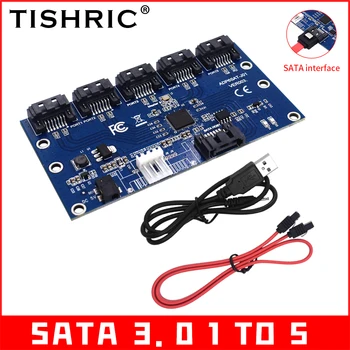TISHRIC SATA 1 Iki 5 Uostą Konverteris PCI Express Daugiklis SATA Plėtros Kortelę Su 5 SATA3.0 Sąsajos Harddrive HDD SSD