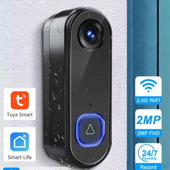 Tuya WIFI Smart Vaizdo Doorbell Smart Gyvenimo Sirena Signalizacijos Doorbell Balso Ryšio Belaidį durų skambutį Alexa, Google 