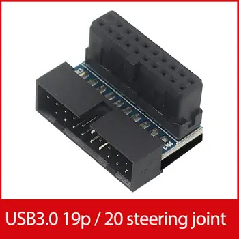 USB 3.0 19Pin/20Pin Adapteris 19-Pin 20-Pin Male Jungtis Socket 90 Laipsnių Plokštė Važiuoklės Priekinės Sėdynės Išplėtimo Jungtis