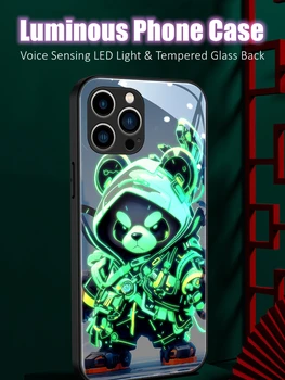 Šarvai Panda LED Šviesos Žėrintis Šviesos Telefono dėklas Draugui Gimtadienio Dovana OnePlus 6 7 8 9 10 Ace Nord 2 CE N10 N20 N200 Pro SE