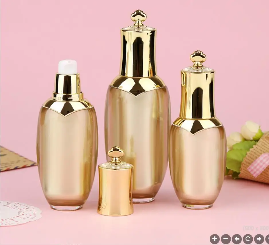 50ML AUKSO akrilo karūnos forma siurblys butelis losjonas emulsija esmė fondas skystų dažų balinimo drėgmės Kosmetikos Pakuotės