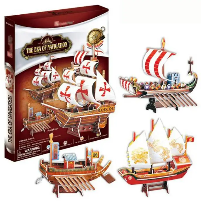T0415 3D Galvosūkiai Kinijos senovės buriavimo eros navigacijos, Popieriniai Piratų Laivas vaikų Kūrybos dovana Švietimo žaislai