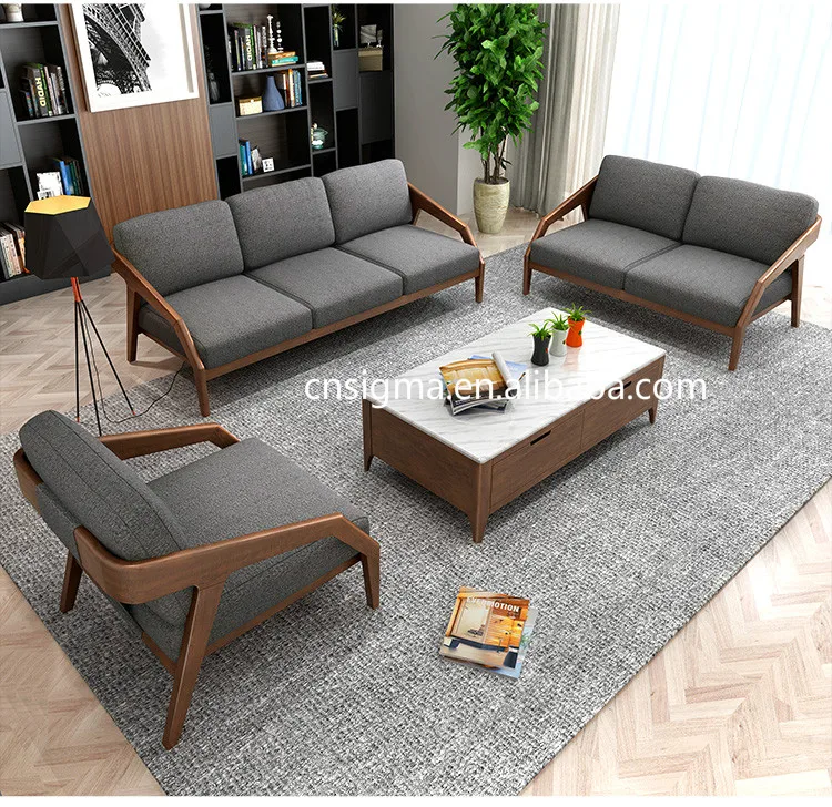paprastas dizainas, ilgaamžės gyvenimo kambario baldai, klasikiniai medienos sofa