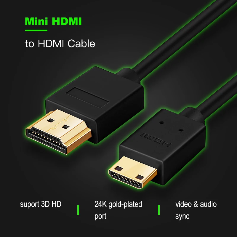 Shuliancable Didelės Spartos Mini HDMI Kabelis 1m 1,5 m 2m 3m 5m Vyrų Vyrų 4K 3D 1080P Tablet vaizdo Kamera