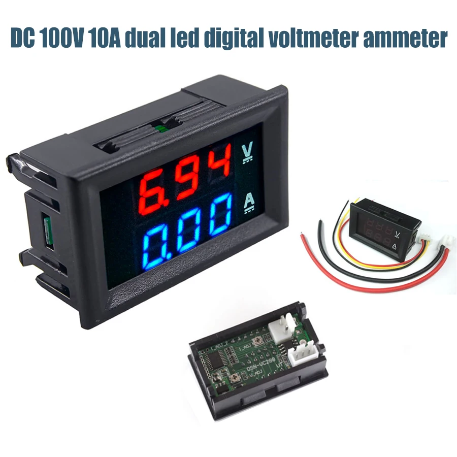 DSN-VC288 DC 100V 10A Voltmeter Ammeter Mėlyna + Raudona LED Amp Dual Digital Volt Matuoklis Daviklis Įtampos Dabartinių Namų, Naudokite Įrankį